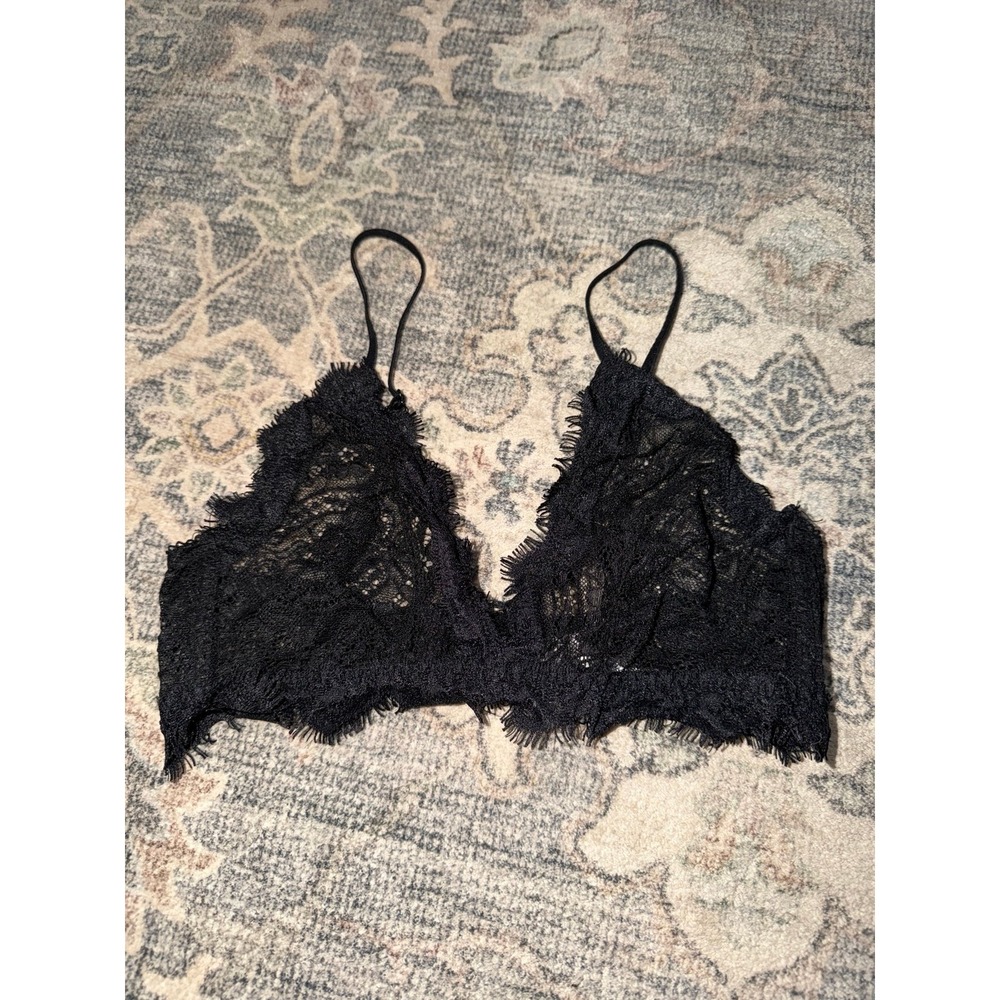Anine Bing Black Lace Bra Bralette with Trim